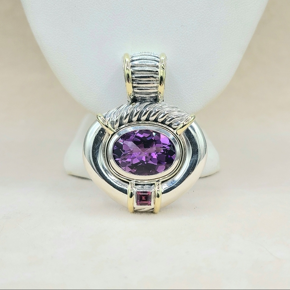David Yurman Large Renaissance Pendant EnhancerElegant Purple and Silver Pendant